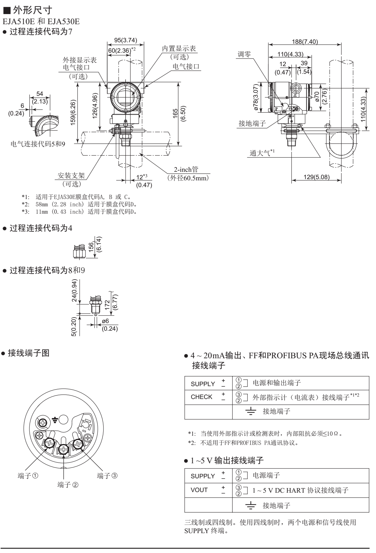 EJA530E壓力變送器外形尺寸